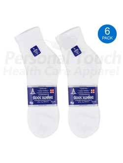 Diabetic Quarter Socks for Men & Women Physicians Approved Socks, 6 Pairs, Size 9-11 (Black)