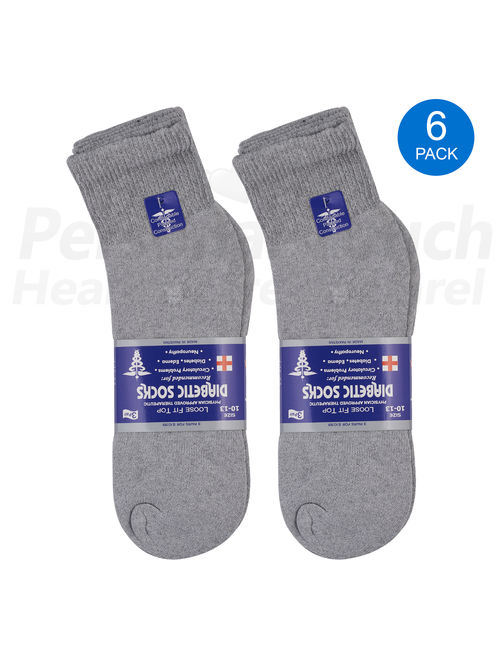 Diabetic Quarter Socks for Men & Women Physicians Approved Socks, 6 Pairs, Size 9-11 (Black)