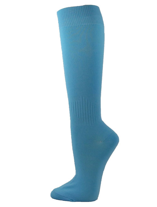 Couver Unisex Polyester Soccer Knee High Sports Athletic Socks, Cerulean Blue Large