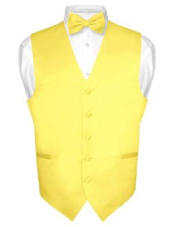 Men's Dress Vest & BowTie Solid GOLDEN YELLOW Color Bow Tie Set for Suit or Tux