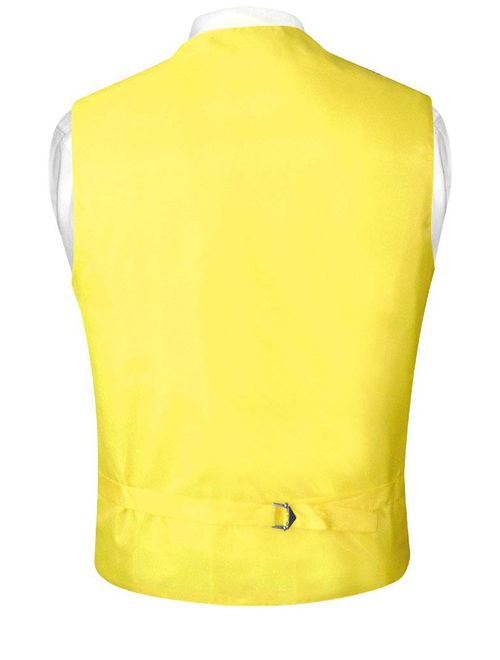 Men's Dress Vest & BowTie Solid GOLDEN YELLOW Color Bow Tie Set for Suit or Tux