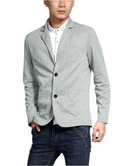 Mens Notch Lapel Single Breasted Long Sleeve Casual Blazer