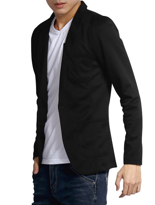 Mens Notch Lapel Single Breasted Long Sleeve Casual Blazer