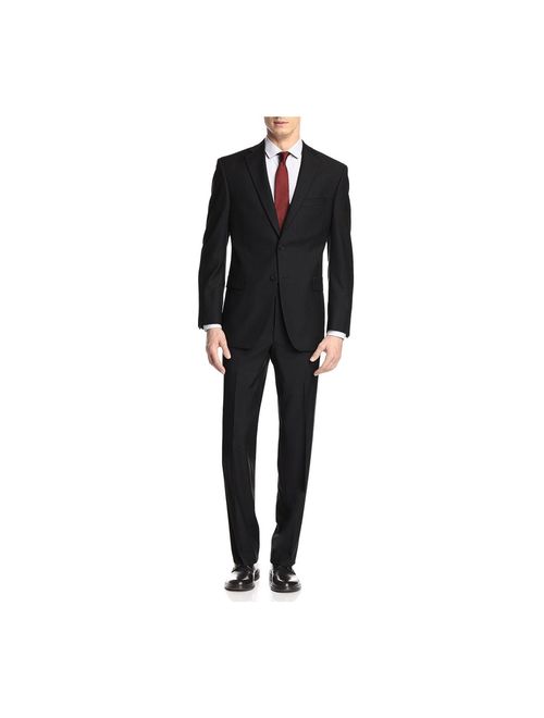 GN GIORGIO NAPOLI Presidential Men's Suit Two Button 2 Piece Modern Classic Fit Black