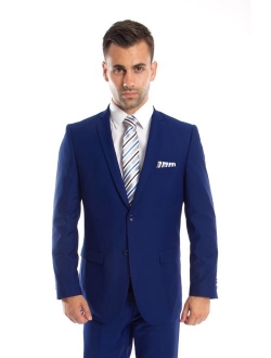 Mens Suit Two Piece Slim Fit Solid Notch Lapel Tuxedo Set