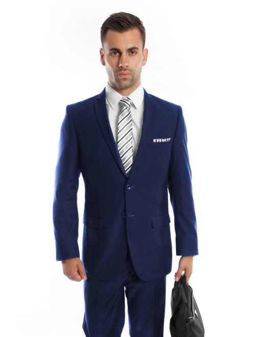 Mens Suit Two Piece Slim Fit Solid Notch Lapel Tuxedo Set