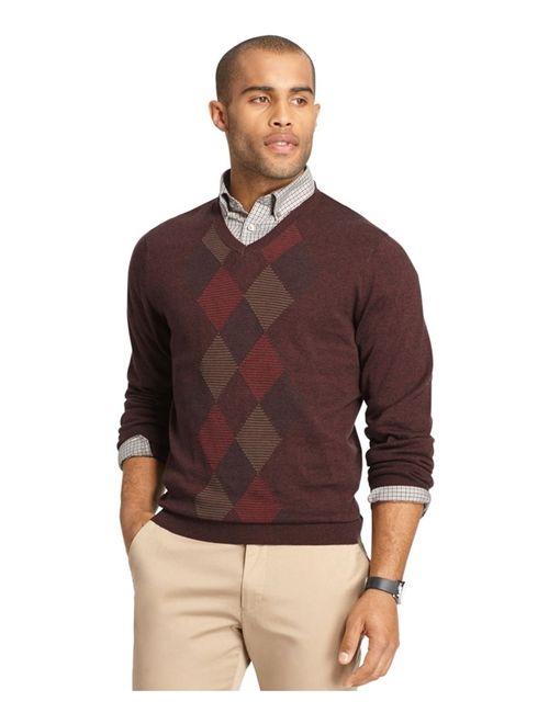 Van Heusen Mens Feeder-Stripe Diamond V Neck Pullover Sweater