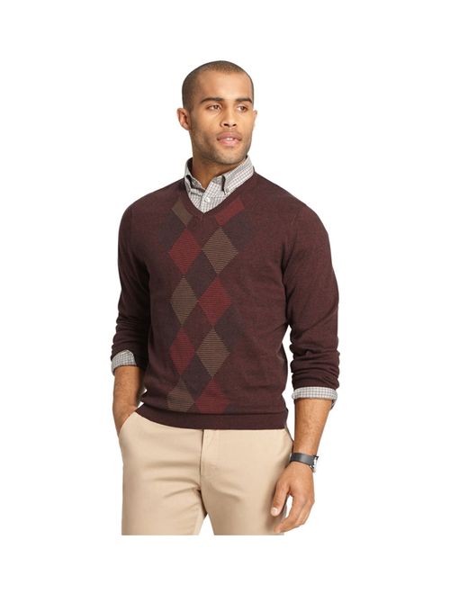 Van Heusen Mens Feeder-Stripe Diamond V Neck Pullover Sweater