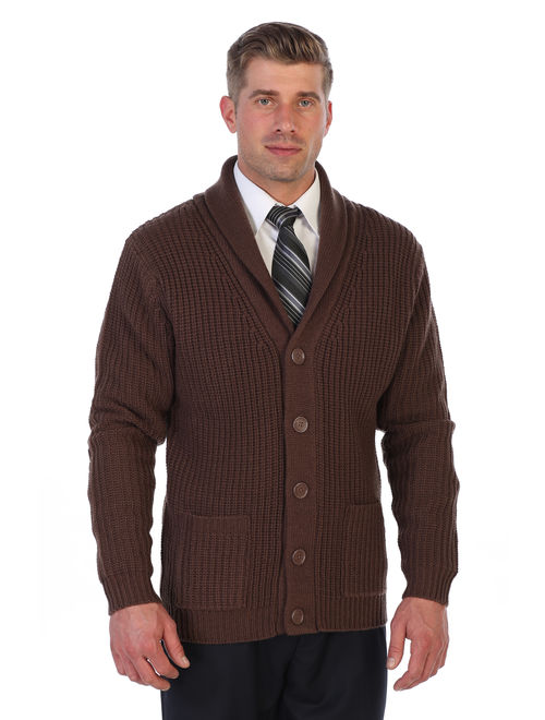 Gioberti Men's Long Sleeve Button Up Shawl Collar Cardigan