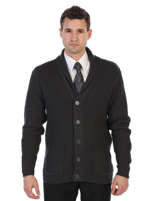 Gioberti Men's Long Sleeve Button Up Shawl Collar Cardigan