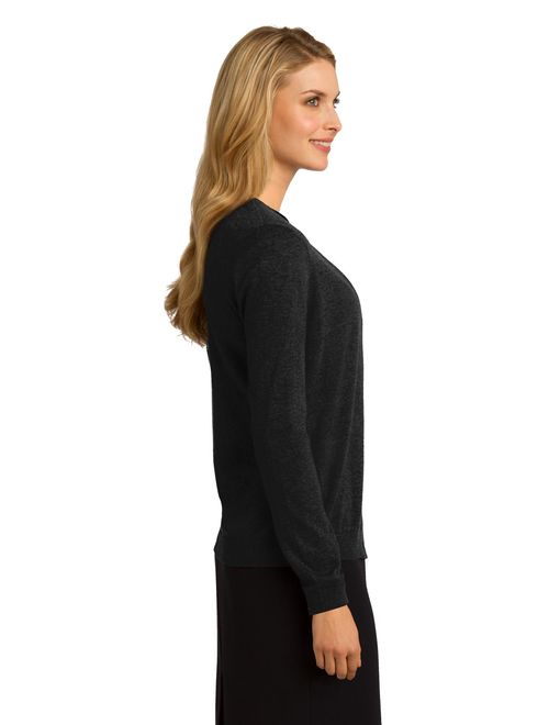 Port Authority Women's Rib Knit Scoop Neck Cardigan Sweater