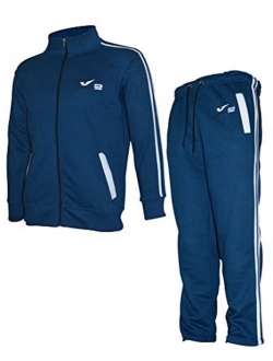 Mens Athletic Full Zip Fleece Tracksuit Jogging Sweatsuit Activewear