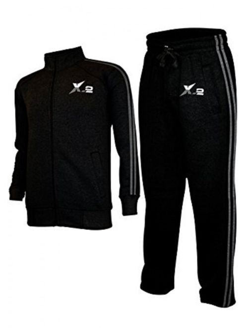 Mens Athletic Full Zip Fleece Tracksuit Jogging Sweatsuit Activewear