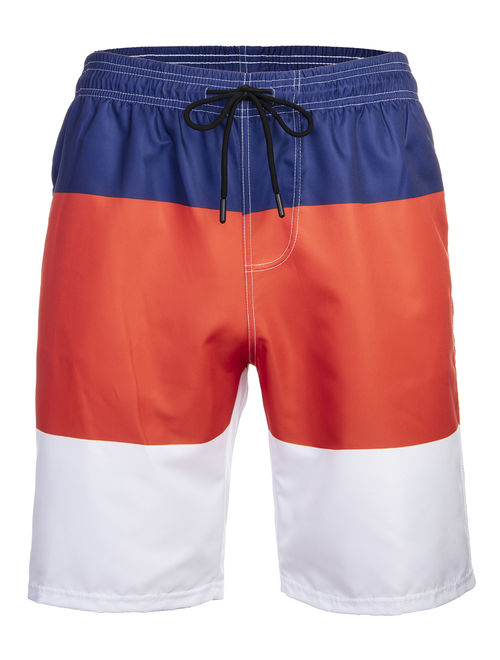 LELINTA Shorts Polyester Swim Trunks for Men, Quick-Dry Colorblock Swim Pants