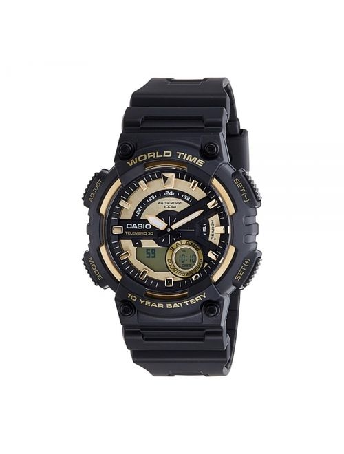 Casio Men's Ana-Digi Watch, Black/Gold, AEQ110BW-9AVCF