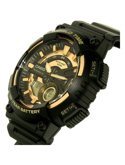 Casio Men's Ana-Digi Watch, Black/Gold, AEQ110BW-9AVCF