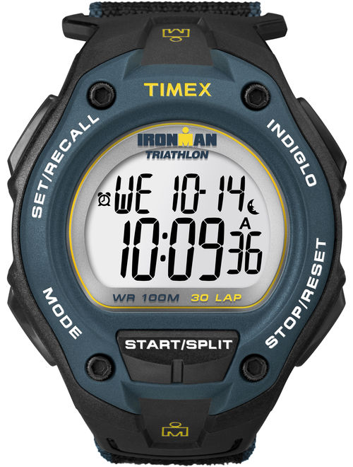 Timex Men's Ironman Classic 30 Oversized Black/Blue Watch, Fast Wrap Strap