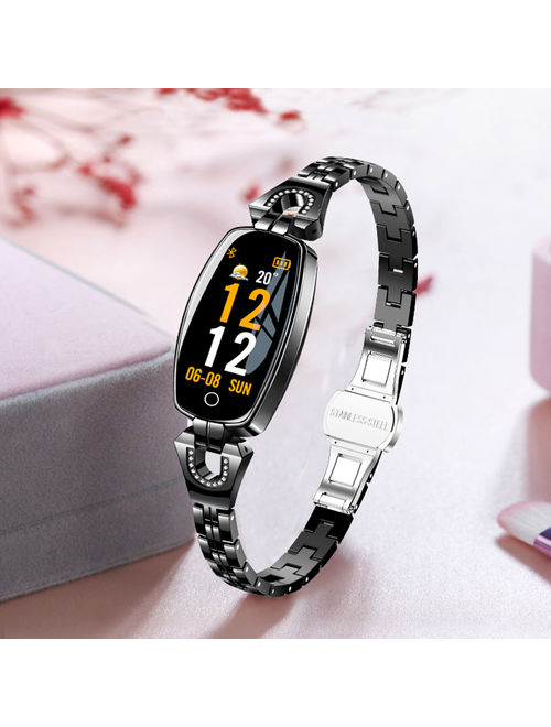 Women Fashion Smart Bracelet Fitness Wristband Waterproof Watches for Android & iOS, Support Heart Rate Blood Pressure Monitor Pedometer Sleep Sport Activity Tracker Watc