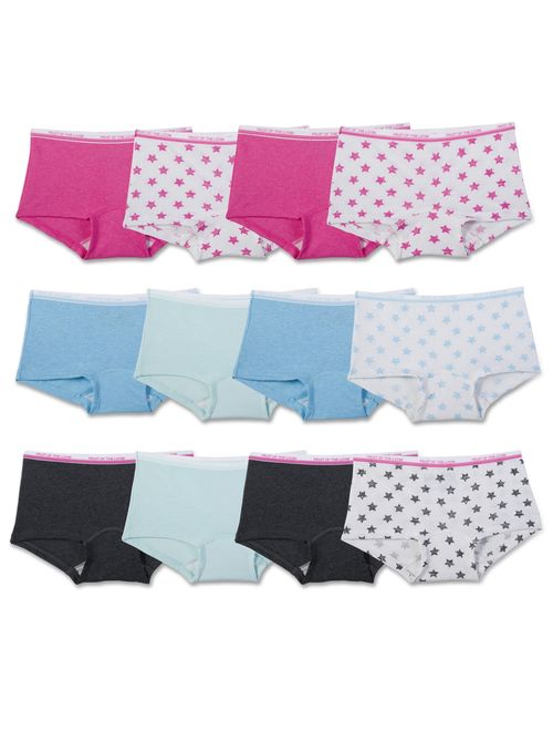 Fruit of the Loom Assorted Heather Boy Short Underwear, 12 Pack Panties (Little Girls & Big Girls)