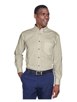 Harriton Men's Easy Blend Long-Sleeve TwillShirt withStain-Release