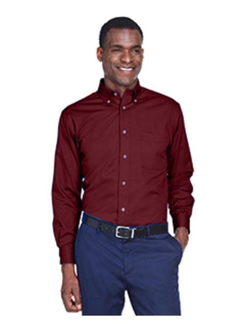 Harriton Men's Easy Blend Long-Sleeve TwillShirt withStain-Release