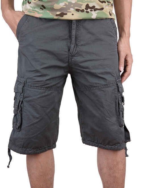 SAYFUT Men's Messenger Cargo Short With Leg Belted Plus Size S-4XL Color Black/Gray/Khaki