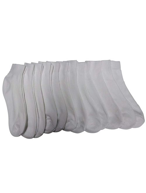 SOCKS'NBULK 12 Pairs Value Pack of Mens Ankle Socks Athletic Sport Socks (White/Gray, 10-13)