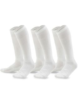 TeeHee Bamboo All Sports Half Cushion Socks with Arch Support 3-Pair Pack (Medium (9-11), White)