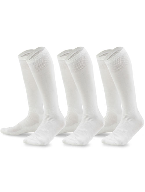 TeeHee Bamboo All Sports Half Cushion Socks with Arch Support 3-Pair Pack (Medium (9-11), White)