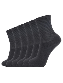 +MD Men's Heavy Full Cushioned Moisture Wicking Bamboo Crew Socks 6 Pack