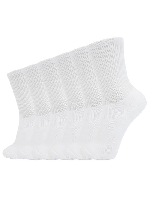 +MD Men's Heavy Full Cushioned Moisture Wicking Bamboo Crew Socks 6 Pack