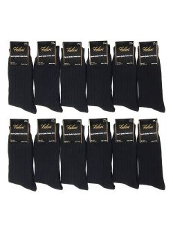 Falari 12-Pack Men Dress Socks Size 10-13 Fit Shoes Size 6-10 (Black)