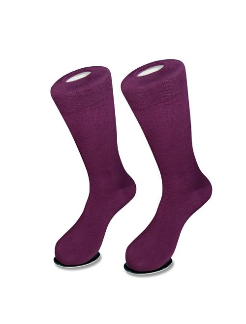 1 Pair of Biagio Solid Dark PURPLE Color Men's COTTON Dress SOCKS