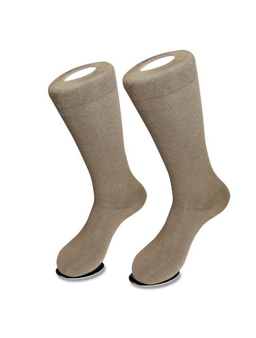 3 Pair of Biagio Solid TAUPE LIGHT BROWN Color Men's COTTON Dress SOCKS