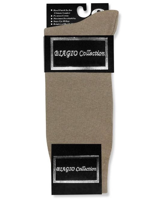 3 Pair of Biagio Solid TAUPE LIGHT BROWN Color Men's COTTON Dress SOCKS