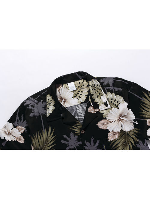 Hawaiian Shirt Aloha Shirt in Black Palm Floral