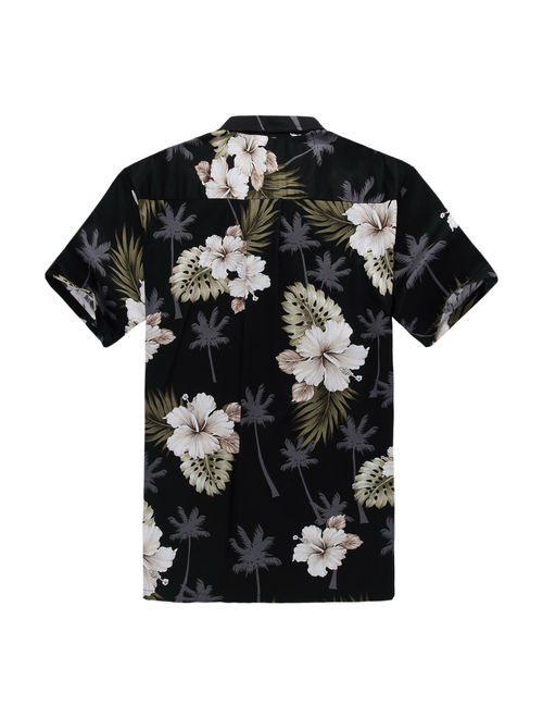 Hawaiian Shirt Aloha Shirt in Black Palm Floral