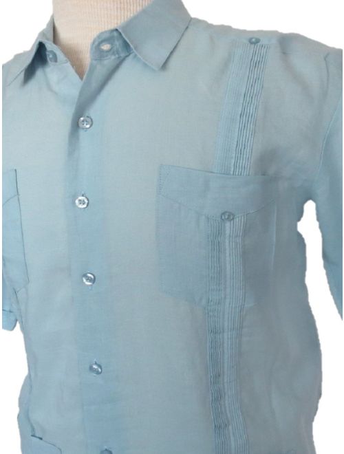 Guayabera Men's Cuban 4 Pocket Shirt Short Sleeve Cool Linen