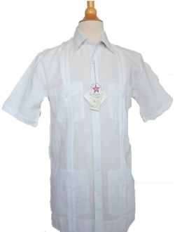 Guayabera Men's Cuban 4 Pocket Shirt Short Sleeve Cool Linen