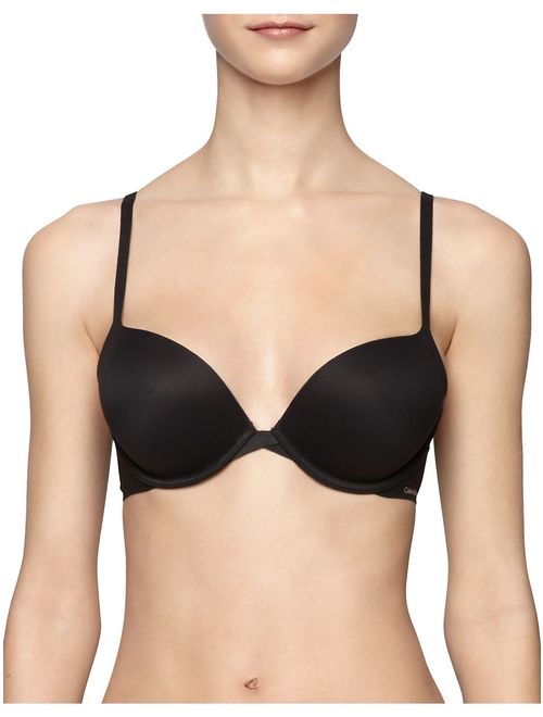 calvin klein women's perfectly fit push up plunge memory touch bra, bare, 32a