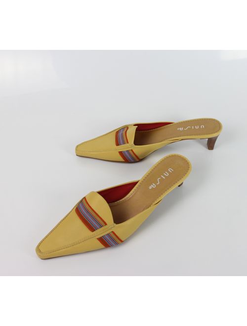 90s mustard heeled mules US 7.5