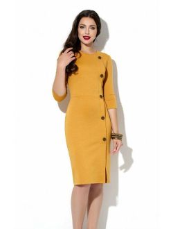 Mustard jersey dress Office yellow dress Autumn dress Spring dress Business woman clothes Casual clothing for women Mustard Yellow dress