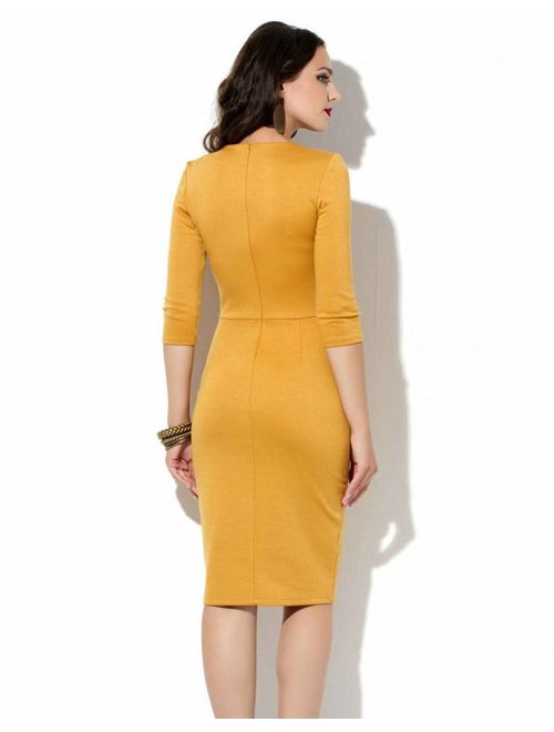 Mustard jersey dress Office yellow dress Autumn dress Spring dress Business woman clothes Casual clothing for women Mustard Yellow dress