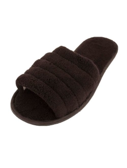 Easy USA Men's Plush Terry Open Toe Slippers