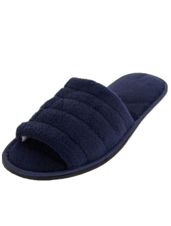 Easy USA Men's Plush Terry Open Toe Slippers