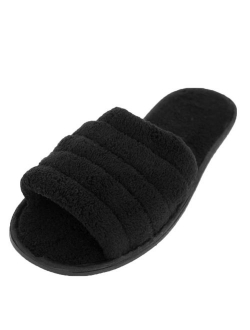 Easy USA Men's Plush Terry Open Toe Slippers