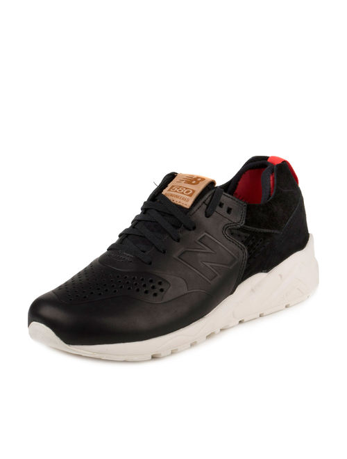 New Balance MRT580DK: 580 BLACK/White/Red Premium Comfort Casual Leather Sneaker