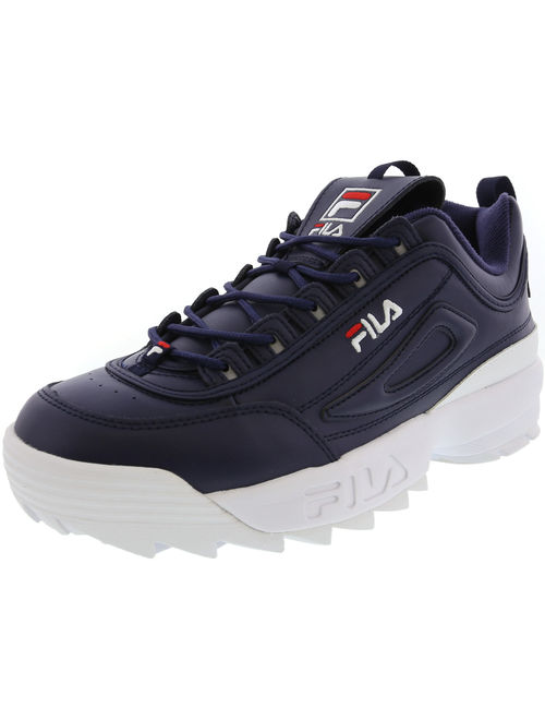 Fila Men's Disruptor Ii Premium White / Navy Red Ankle-High Patent Leather Fashion Sneaker - 9M