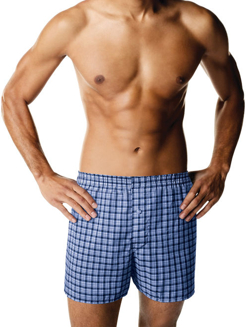 Hanes Mens ComfortBlend Woven Boxer, 4 Pack