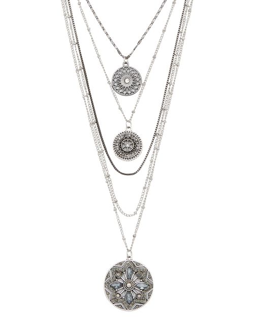 Maurices Multi Row Medallion Drape Necklace